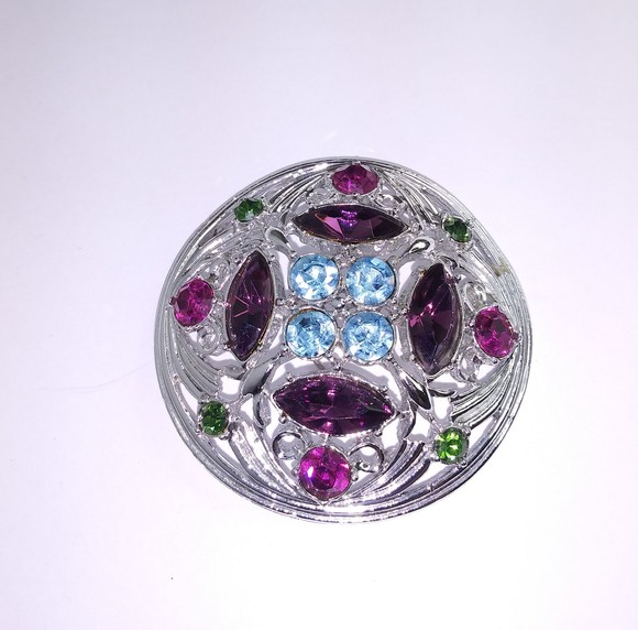 Sara Cov Purple Springtime 1972 Rhinestone Brooch Pin - Picture 8 of 8